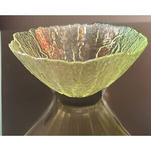 ONE Vintage Viking Green Glass Lettuce Cabbage Leaf Individual 6” Salad Bowl (7)